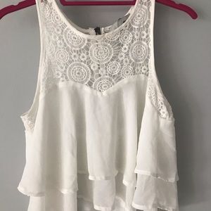 White lace ruffle layer shirt